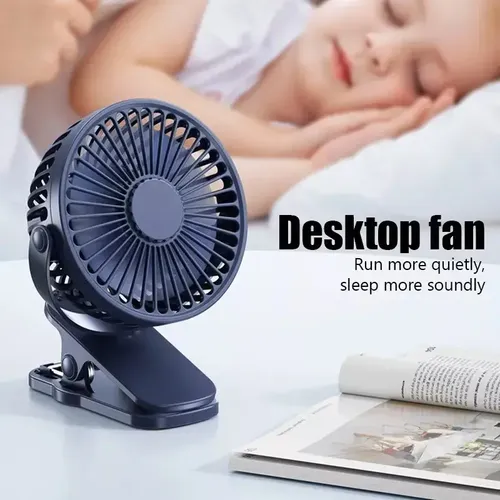 Ventilador Pequeño De Pinza - 3 Velocidades, Rotación 360°, Silencioso Y Con Batería Recargable, Para Cuello O Mesa