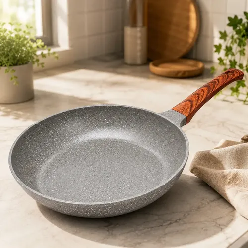 Frigideira Ceramica Antiaderente 24cm Inducao Cooktop Fogao A Gas Nao Gruda Sem Oleo Cor Cinza Granito