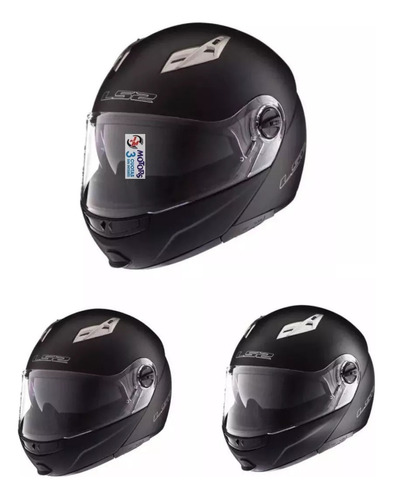 Jm Casco Rebatible Ls2 370 Negro Mate Black Matt 2 Visores