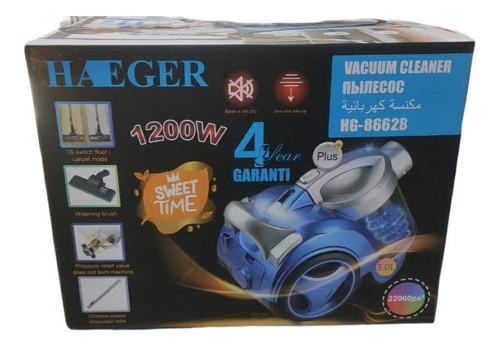 Aspiradora Haeger Azul Contedor De Polvo Transparente 1200w