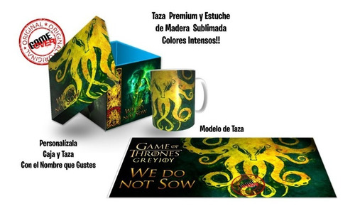 Taza Game Of Thrones, Greyjoy, Y Estuche De Madera, Y Envio