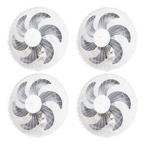 Kit 4 Ventilador Parede 50cm Turbão Industrial 6 Pás Branco Cor das pás Cinza Diâmetro 50 cm Frequência 60 Hz Material das pás Plástico 110V/220V (Bivolt)