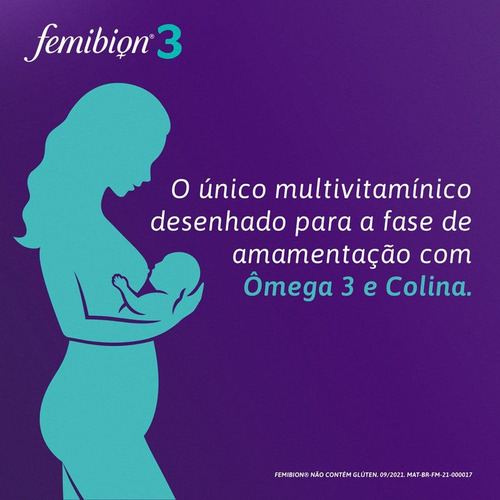 Femibion 3 Amamentação Ômega 3 E Colina 56 Cápsulas Sem Sabor