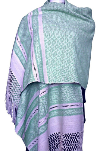 Rebozo Chal/chalina Hecho A Mano 100% Algodón Dif. Colores Color Verde Esmeralda