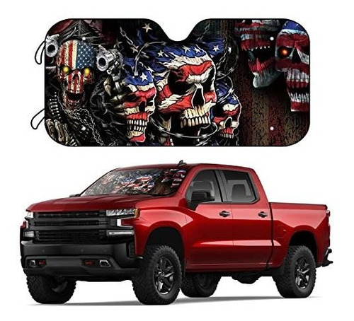 Wildlavie American Flag Skulls Fit Most Cars Suv Trucks Par