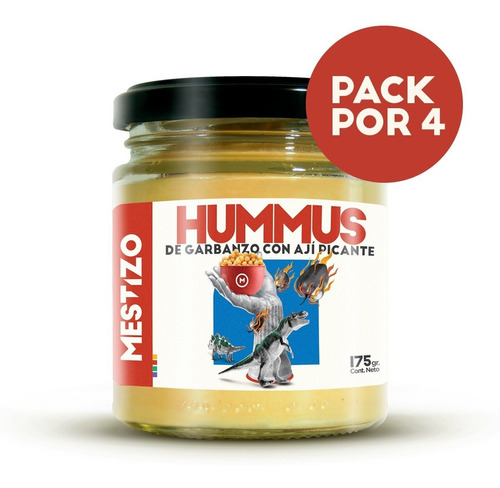 Hummus De Garbanzo Con Ají Picante Mestizo Pack X4 Unidades