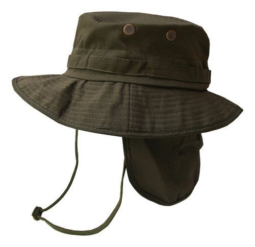 Sombrero Australiano Bonnie Cubre Nuca Verde Oliva  L- 59 Cm