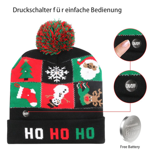 Gorro De Punto Navidad Con Luz Regalo Navideño Invierno