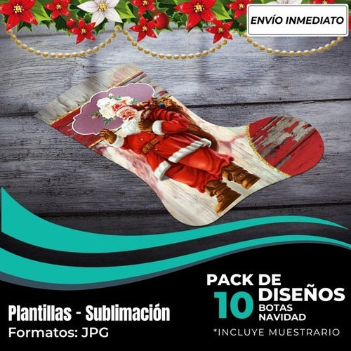 Diseños Para Estampar Sublimar Botas Navideñas M246
