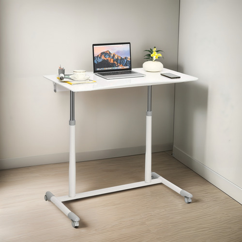 Mesa Compacta De Altura Ajustable Con Ruedas - Blanco