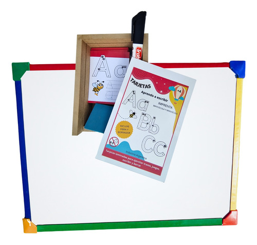 Pizarras 30 X 40 + Fibra Cartas Abecedario Aprendizaje Niños