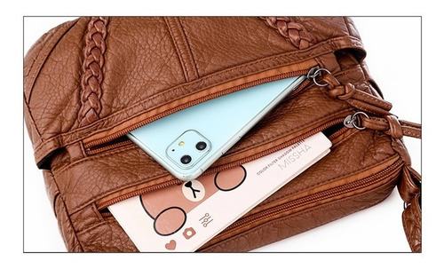 Imagen 5 de 10 de Bolso Bandolera Mujer Piel Suave Impermeable