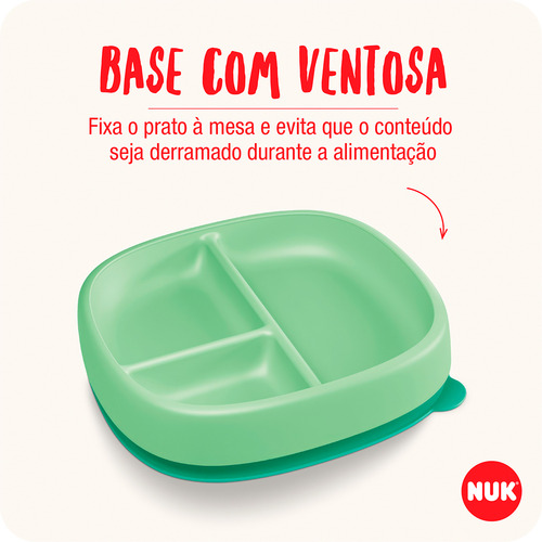 Kit 2 Pratos Infantil Com Divisória Tampa E Ventosa - Nuk