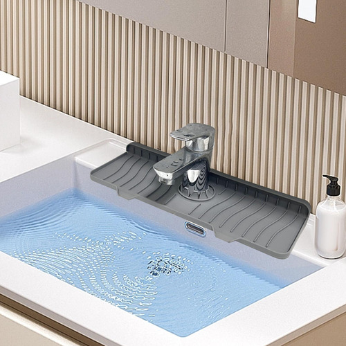 Silicona Mat De Grifo Gotas De Agua Mat Gris 36x14.5x1.68 Cm
