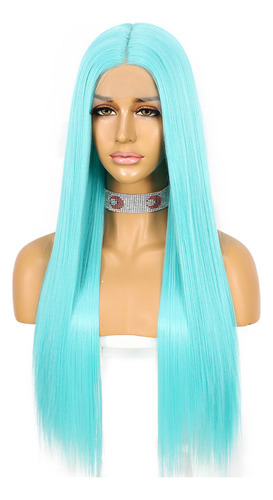 / Peruca De Renda Feminina Longa E Reta Azul 13* 5* 1
