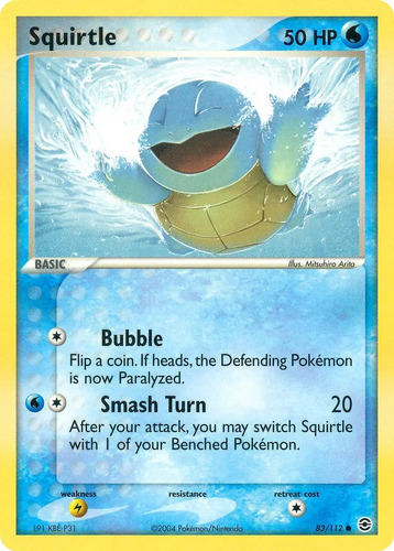 Cartas Pokemon Squirtle 83/112 Ex Fire Red & Leaf Green Rg