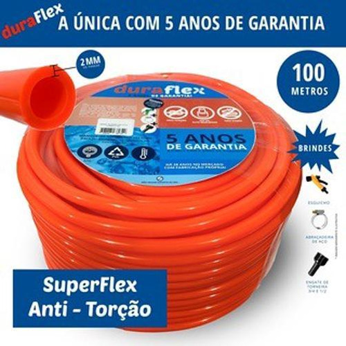 Mangueira 100 Metros Laranja Super Flexível - Kit Completo