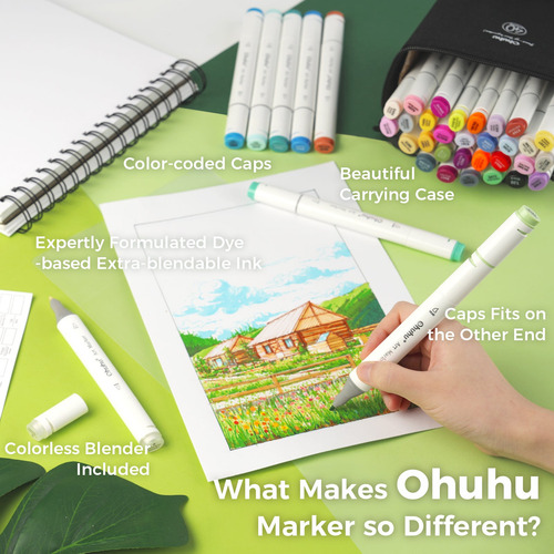 Conjunto Clr De 40 Marcadores Fine Chisel Ohuhu Pen Oahu Alc