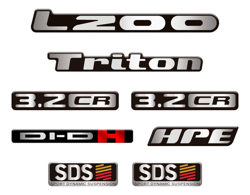 Kit Adesivos Mitsubishi Sds L200 Triton Hpe Di-dh - Resinado Cor padrão