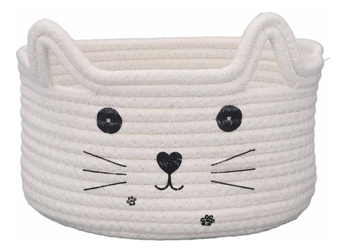 Cat Face Basket Ear Cotton Rope Storage Multifuncional