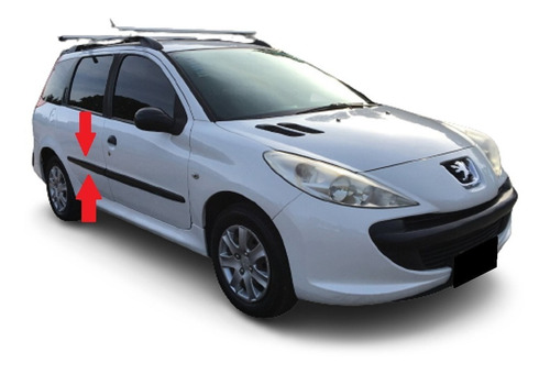 Peugeot 207 Sw Bagueta Negra Puerta Trasera Derecha Adhesiva