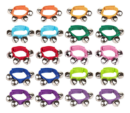 20 Pcs 10 Colores Muñequeras Tobillo Jingle Bell Banda...