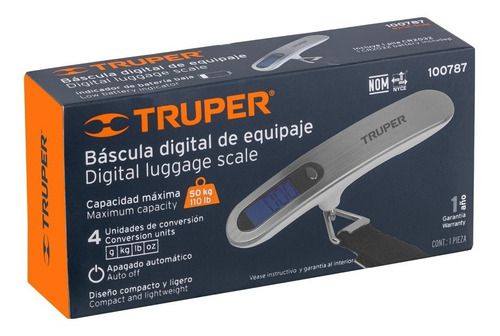 Bascula Capacidad 50kg Electronica Para Maleta Truper 100787