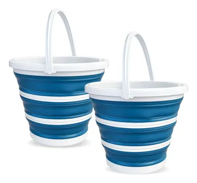 Kit 2 Baldes Retratil 10 Litros Alça Dobravel Flexível Cinza-escuro