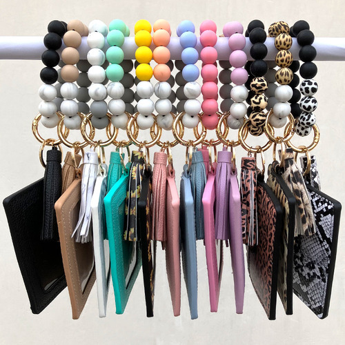 Pulsera Colorida De Perlas De Silicona Con Borla Y Llavero16