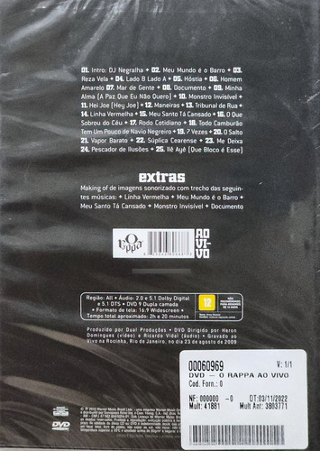 Dvd O Rappa Ao Vivo Original Lacrado