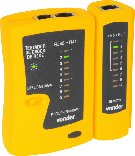 Testador De Cabos De Rede Par-trançado Rj11, Rj12 E Rj45 Vd