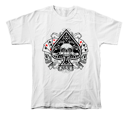 Camiseta Algodón Peinado Estampado De Juego De Poker, Póquer