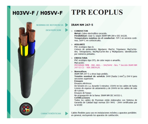 Cable Tipo Taller 4x10 - Negro Prysmian