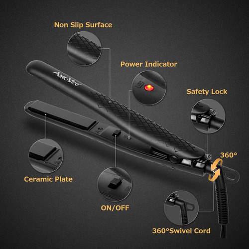 Amovee Mini Plancha Smart Ceramic Tourmaline Hair Straigh...
