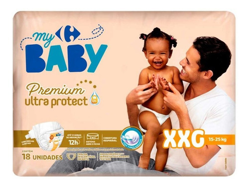 Fralda Carrefour My Baby Xxg Soft Protect - 18 Unidades Tamanho Extra extra grande (XXG