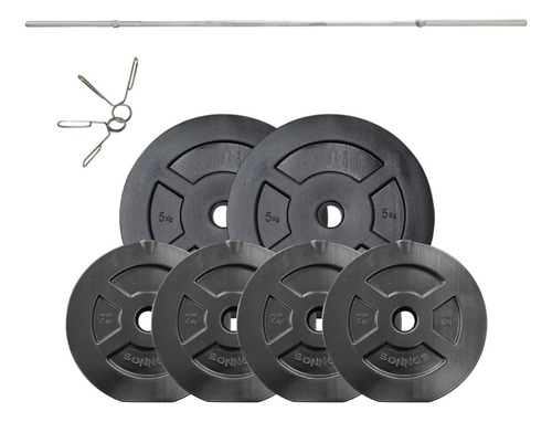 Kit Barra Maciza 1.50 + 20 Kg Discos Sonnos