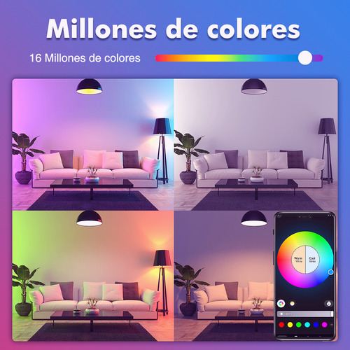 6 Focos Wifi Led Inteligente Rgbcw Alexa Google Siri 9w E27 Multicolor Control Por Voz Ajustable Brillo Bombillas Luz Focos Bluetooth Rgb