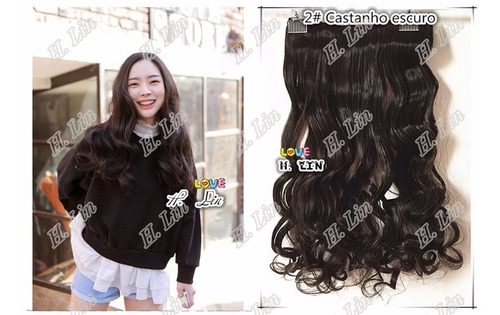 Cabelo Tic Tac 60cm Cor 2 Castanho Kit 2 Apliques + 1 Franja