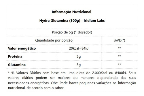 Hydra Glutamina (300g) - Padrão: Único Sem Sabor