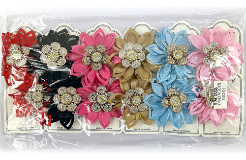Set De 12 Broches Con Flores Para El Cabello - Estilo Único