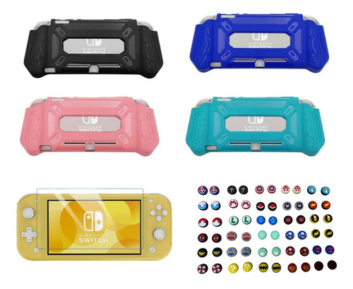 Combo Protector + Vidrio+ 2 Grips Compatible Nin Switch Lite