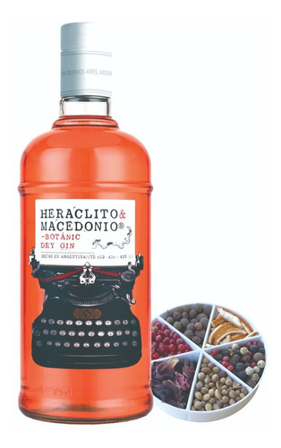 Combo Gin Heraclito Macedonio + Set De 6 Botanicos