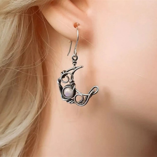 Pendientes Colgantes En Forma De Luna De Sol Para Mujer