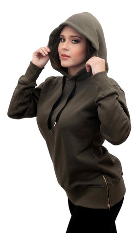 Imagen 7 de 10 de Buzo Kanguro Mujer Hoodies Friza Canguro Capucha Abrigad A02