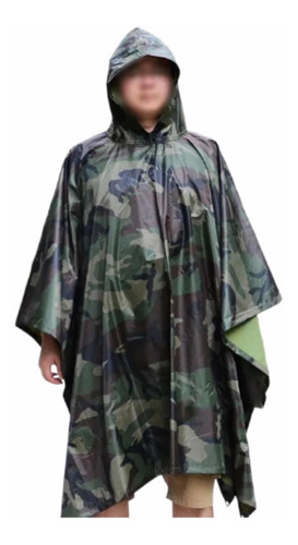 Poncho Impermeable Con Capucha Cubierta De Camuflaje