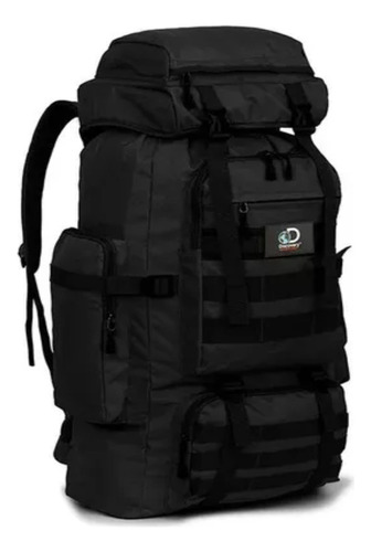 Mochila Trekking Discovery Reforzada 60 Lts 21793 Negro Diseño De La Tela Liso