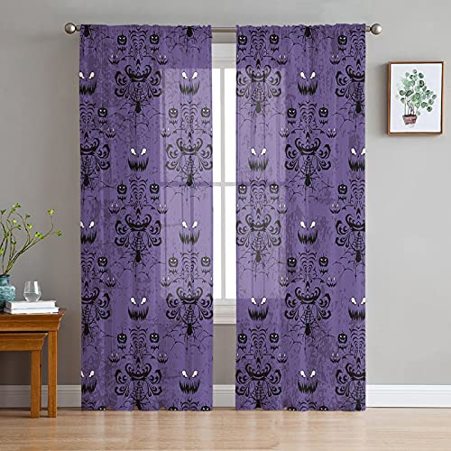 Amzricher Halloween Casa Embrujada Cortinas De Vitral H53mw