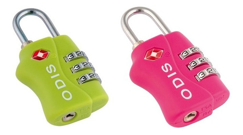 Kit De 2 Candados Con Clave Tsa 33mm Verde Y Rosa Odis