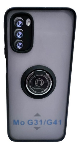 Funda Para Motorola G31 Uso Rudo Con Anillo Negro G31