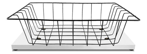 Fruteira De Mesa Bancada Montreal Aramada Retangular Em Aço Cor Preto/branco